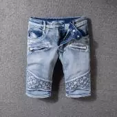 jeans balmain fit man shorts embossing gray blue